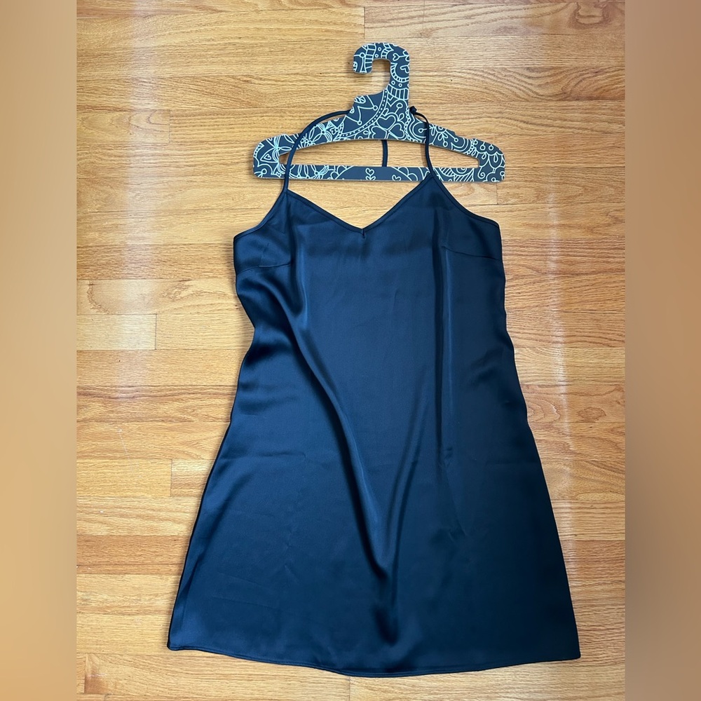 US6 Black Satin Halter Dress